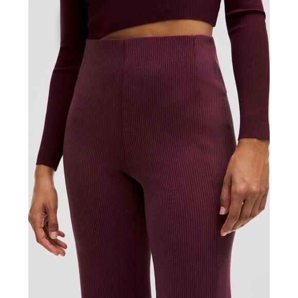 Lululemon Ribbed Softstreme Flared Casual Pant Regular Burgundy Gardy size 2 - Picture 4 of 14